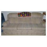 Vintage Upholstered Couch w/ Afghan Quilt 85w x