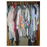 Closet of Vintage Clothing w/ Blouses, Sweaters +