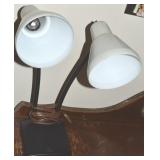 Vintage Black & White Metal 2 Light Desk Lamp