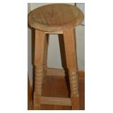 Vtg Unfinished Wooden Bar Stool 24.5" tall x 11top