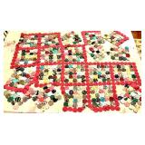 Partially Complete Vintage Colorful Yo-Yo Quilt