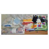 Large Linens Lot: Afghan Quilt, Hankies, Gloves +