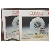 (2) Crisa Clearly Glassware Christmas Holly 20pc