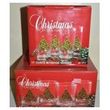 Christmas by Carlton Glass Tree (4) 11oz + (4)14oz