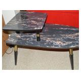 MCM Pink & Black Formica Top 2 Tier End Table