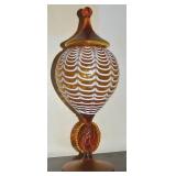 MCM Empoli Italian Amber & White Drape Art Glass