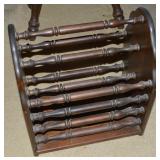 Vintage Spindled Wooden Magazine Rack 15.5w
