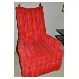 MCM Red / Pink Striped Upholstered Arm Chair