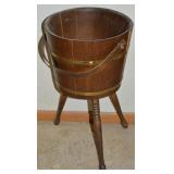 Vtg Wooden Bucket Stand w/Tripod Legs 23.5t