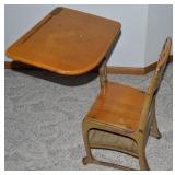 Vintage Wood & Metal Primary School Desk/Chair
