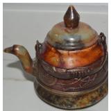 Vtg Carved Chinese Soapstone Lidded Teapot w/