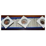 (70) US 1 Cent Penny Coins in Flip Holders Mostly