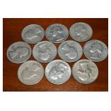 (10) 90% Silver US Washington Quarters