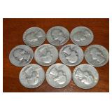 (10) 90% Silver US Washington Quarters