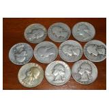 (10) 90% Silver US Washington Quarters