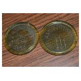 (2) 1988 Jamestown VA (1608) Bottle Glass Discs