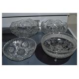 (4) Antique/Vtg Glass & Crystal Serving Bowls 8.5'