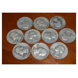 (10) 90% Silver US Washington Quarters
