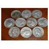 (10) 90% Silver US Washington Quarters
