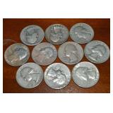 (10) 90% Silver US Washington Quarters