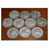 (10) 90% Silver US Washington Quarters