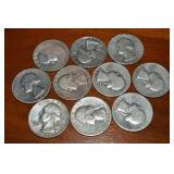 (10) 90% Silver US Washington Quarters