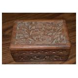 Vintage India Carved Wooden Box w/ Miniatures