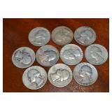 (10) 90% Silver US Washington Quarters