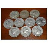 (10) 90% Silver US Washington Quarters