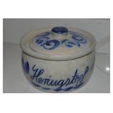 Vtg Cobalt Herigstopf Herring Pot Stoneware w/Lid