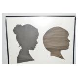 Vintage Boy & Girl Silhouette Framed 24 x 18.5