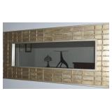 Modern Textured Light Goldtone Wall Mirror 56 x 25