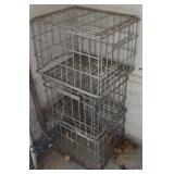 (3) Vintage Metal Milk Crates
