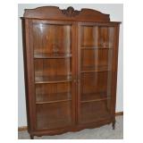 Victorian Double Doored Light Carved Curio Cabinet