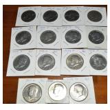 (15) US Kennedy Half Dollar Coins All 1970's
