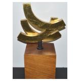 Gilt Carved Wood Mod Sculpture on Cube Base