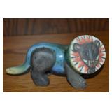 Vintage Raku Art Pottery Lion Figure 6' Wide