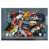 Lidded Tote of Vintage-Newer Diecast Vehicles