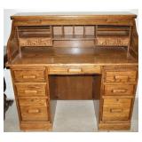 Vintage Rolltop Desk w/ 7 Drawers, Internal Cubby
