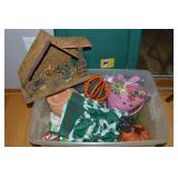 Lidded Tote of Holiday Decor w/ Nativity Creche