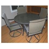 5pc All Weather Mesh & Metal Patio Set w/ 46' Diam