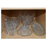 Kitchen Shelf Contents Lot: Clear Glass/Crystal