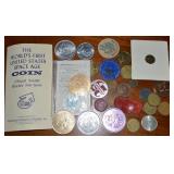 Collection of Vtg Coins, Tokens + Mardi Gras Pcs