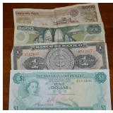 (4) Foreign Notes: $1 Bahamas + $7001 (Old) Pesos
