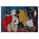 Lidded Tote w/ Child's Clothing/Shoes/Collectibles