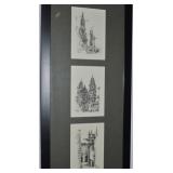 Zamora Signed 3 Part Fine Art Framed 9 x 21