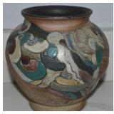 Kathy Carter Burning Bush Art Pottery Vase 6.5' tl