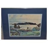 Framed Fine Art Print Seaside Scene 20 x 16