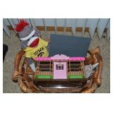 Basket of Toys w/ Iowa Hawkeyes Sock Monkey,