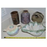 (5) Pieces Art Pottery: 'ER', Peace Roots Studio+